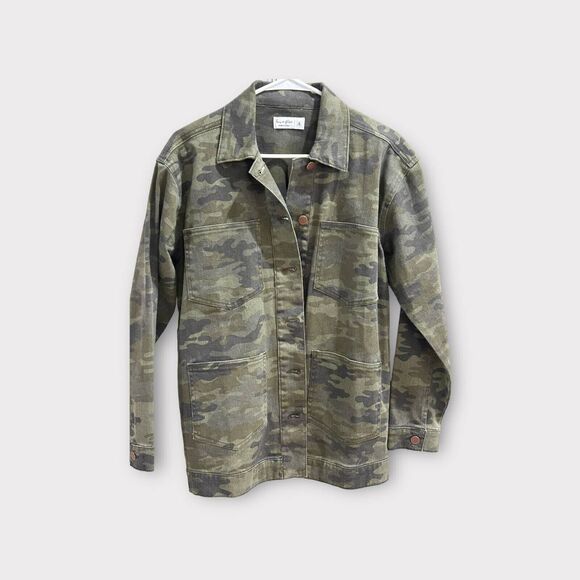 Love Fire Utility Jacket Green Camo Buttons Oversized Military - Picture 9 of 10